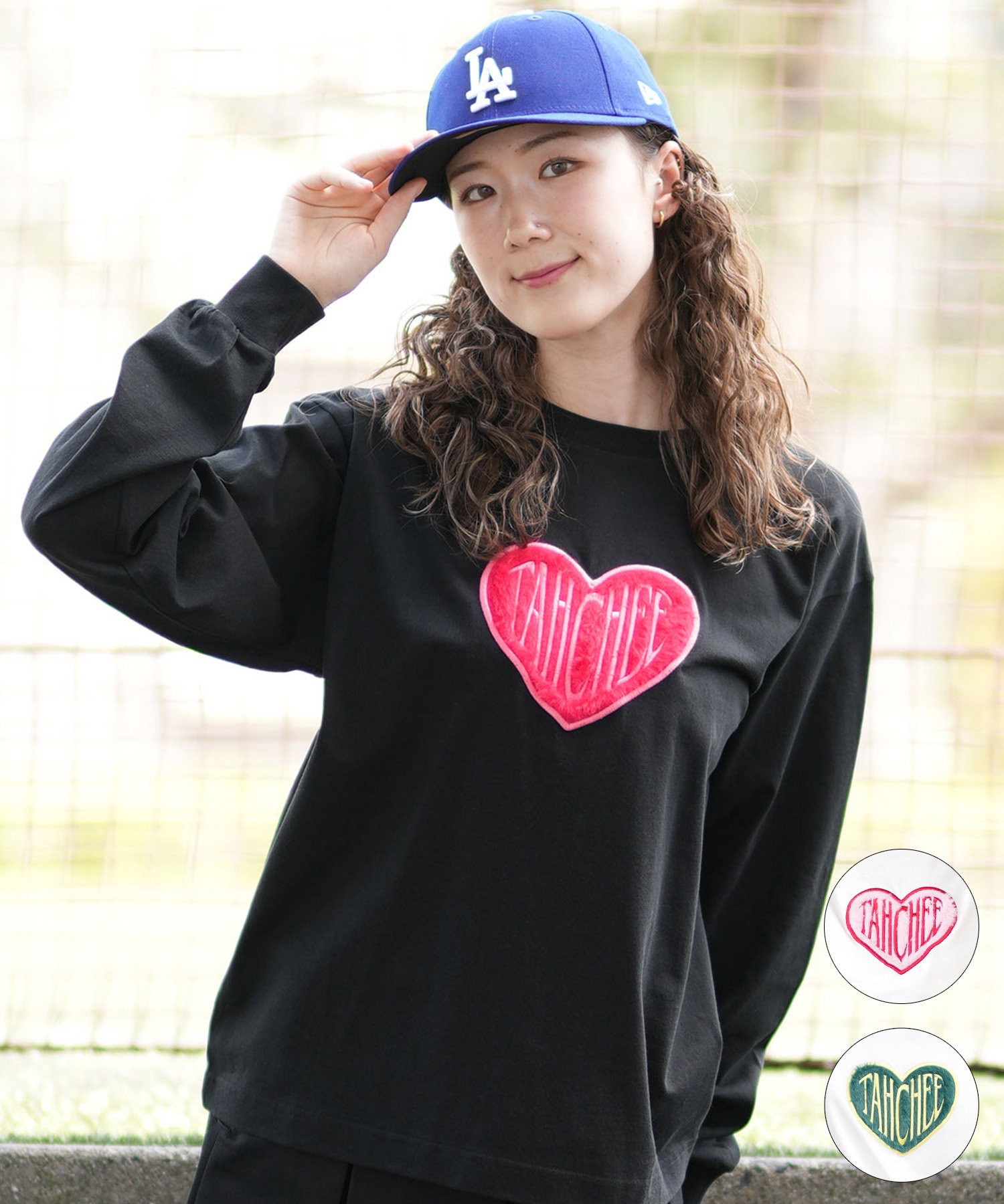 TAHCHEE ターチー 長袖 Tシャツ レディース ロンT ハート ファー