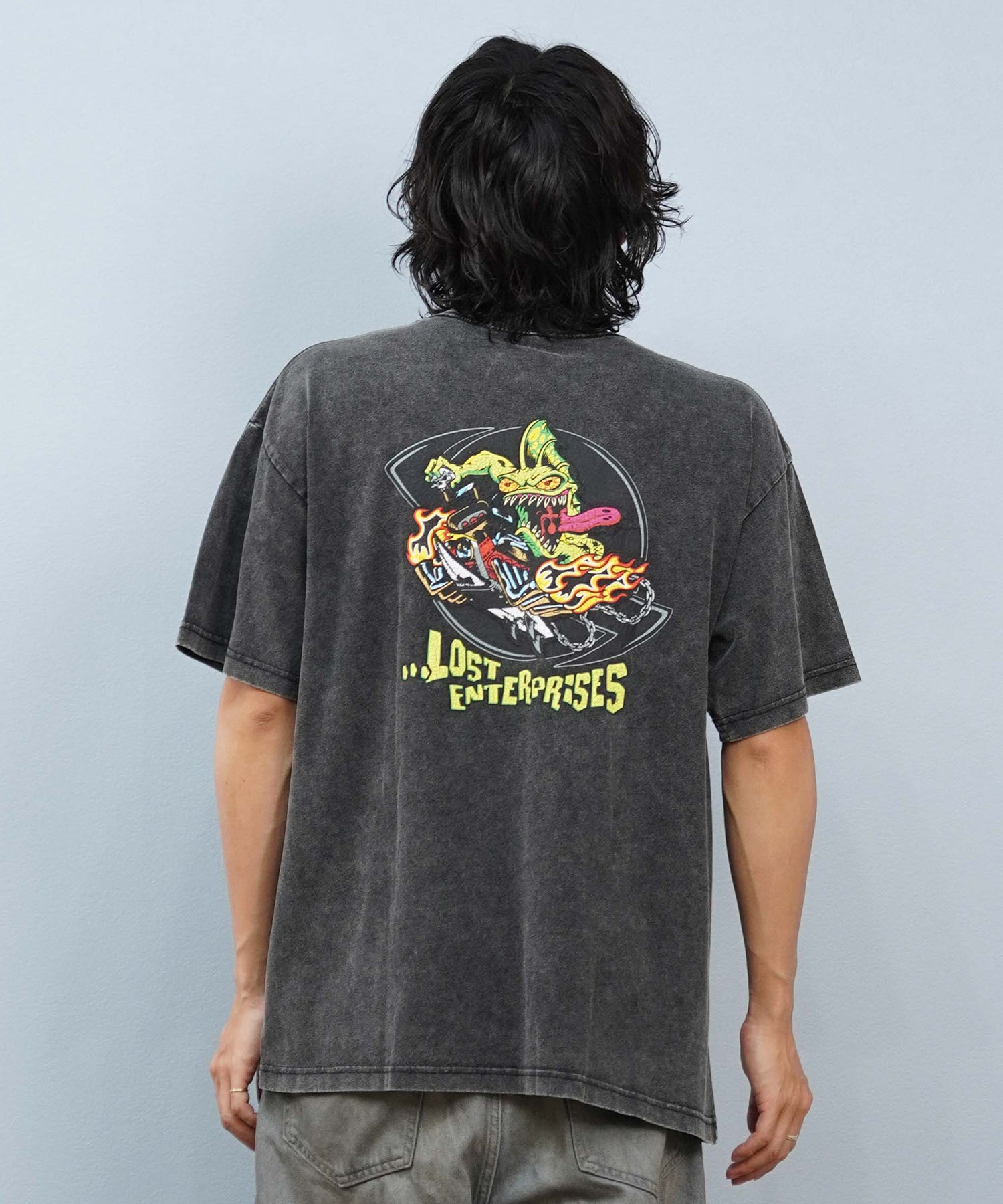 LOST ロスト 半袖 Tシャツ メンズ バックプリント L25S-2114 ムラサキ