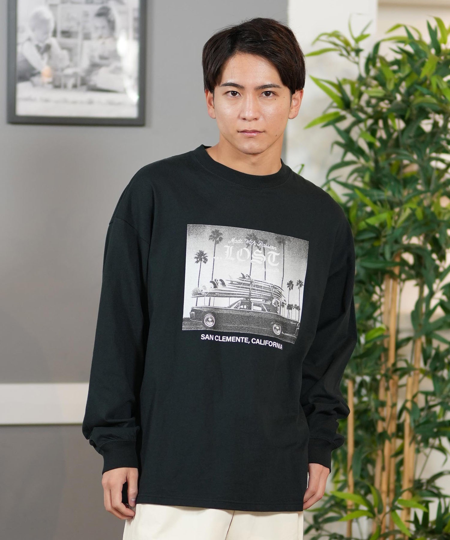 lost ロスト 長袖 Tシャツ メンズ フロントプリント オーバーサイズ