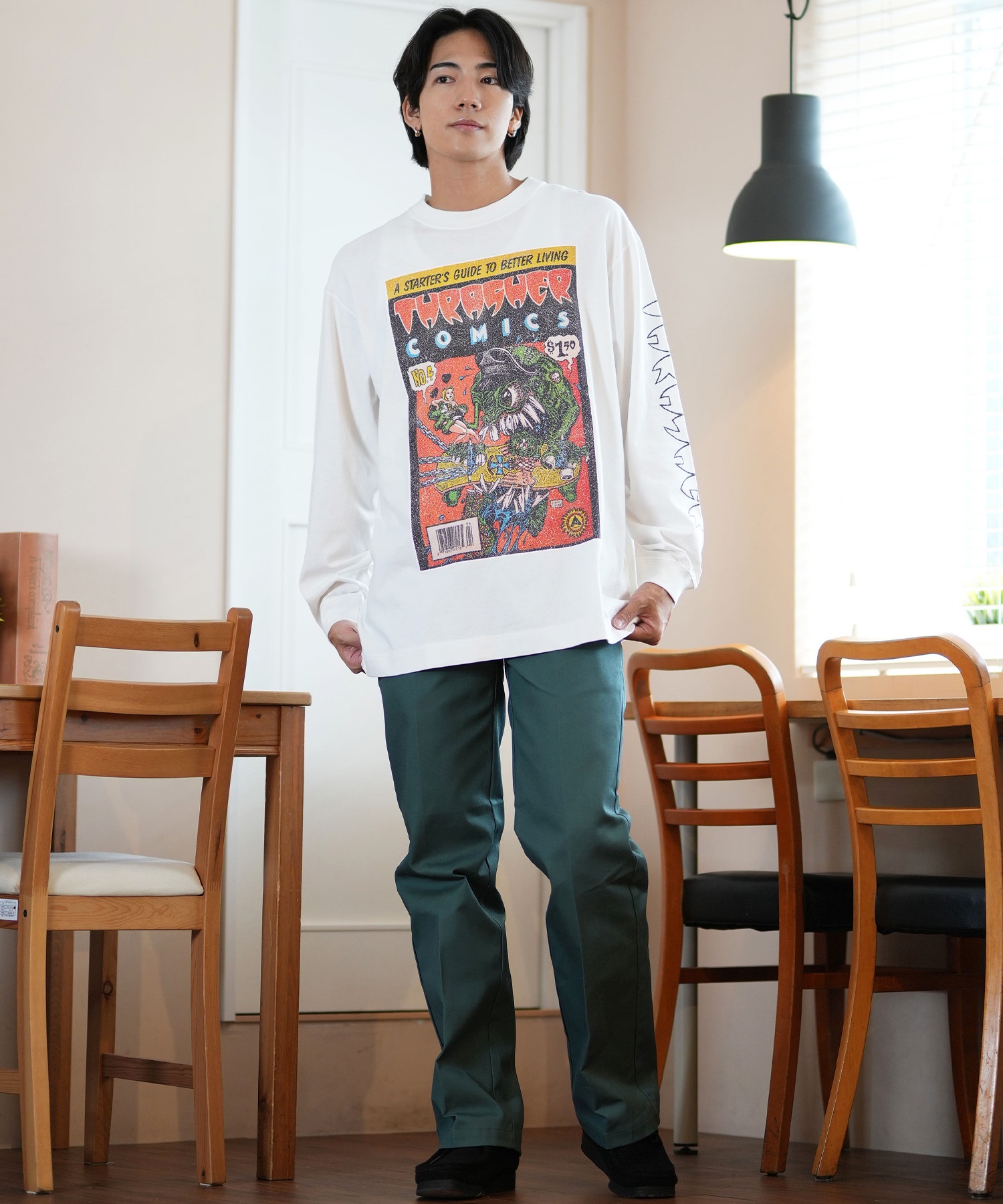 THRASHER スラッシャー 長袖 Tシャツ メンズ ロンT ピグメント加工