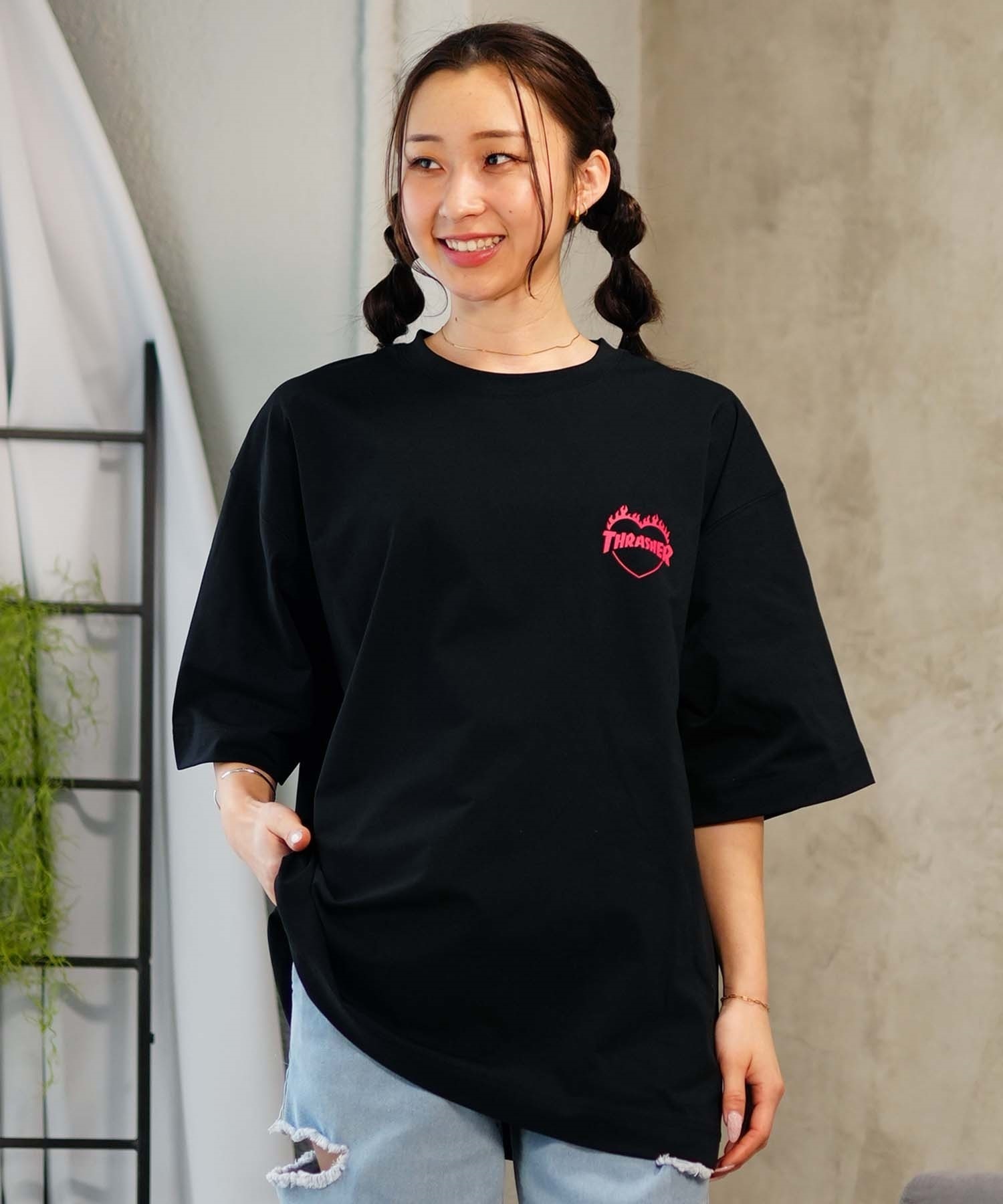 THRASHER スラッシャー レディース ラッシュガード 半袖 Tシャツ 水陸