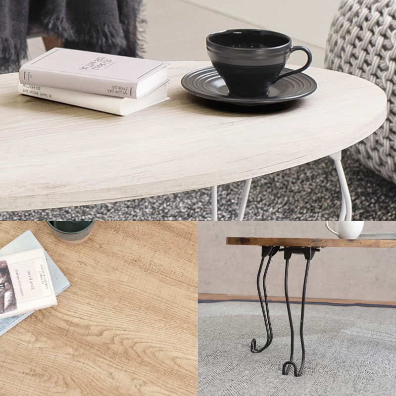 猫脚折りたたみテーブル 角型 90×50 ヴィンテージ風 木目調 MT-6863を