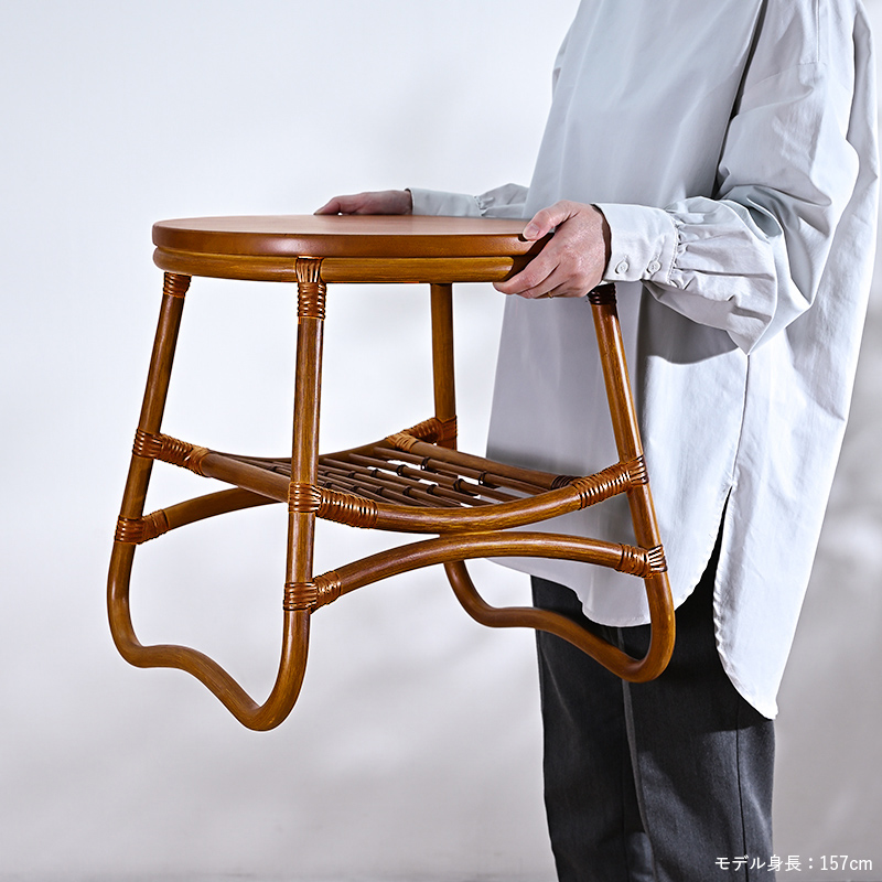 ラタン サイドテーブル 天然木 丸形 T250HRを激安で販売する京都の村田家具