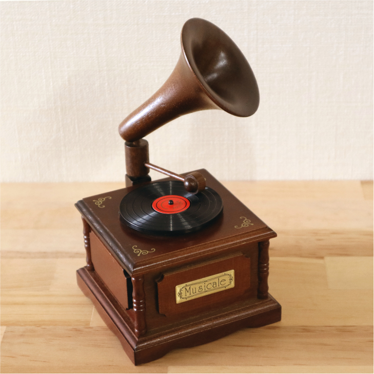 18弁】木製ミニアンティークオルゴール 蓄音機（手作りメカ） ｜株式