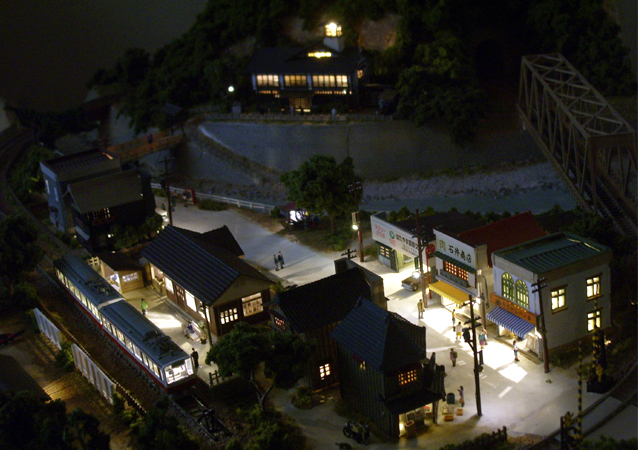 鉄道模型NゲージジオラマLED夜景製作例