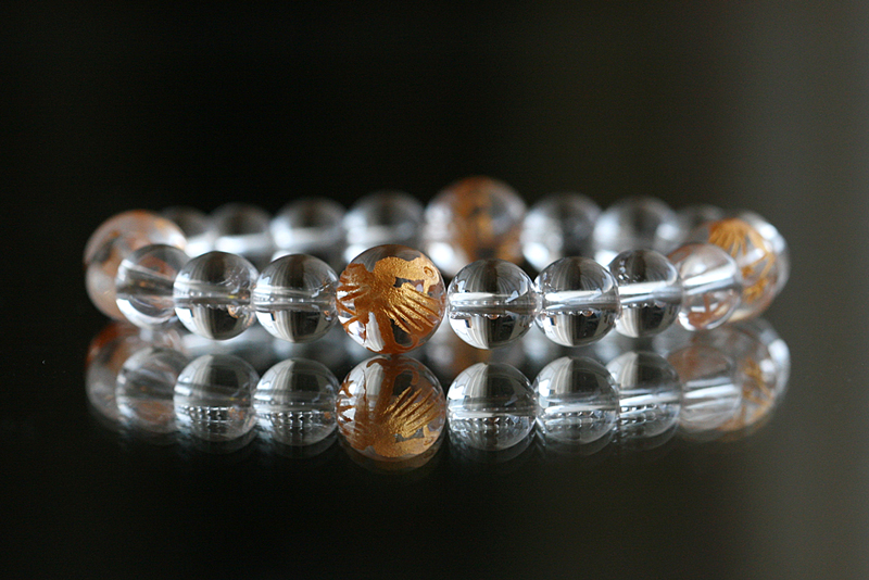 絶対幸福 金彫り 鳳凰パワーストーンブレスレット（水晶6ミリ＋鳳凰8