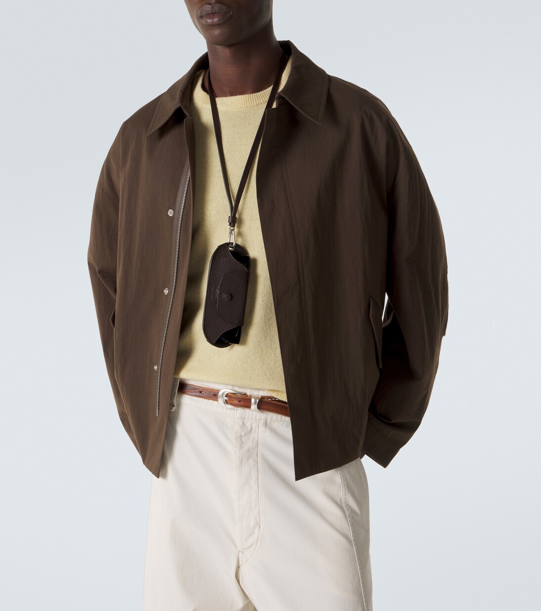 Bell leather glasses holder in brown - Lemaire | Mytheresa