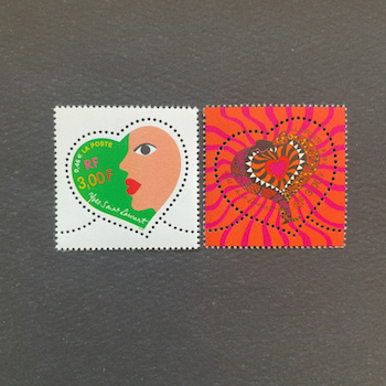 4059 外国切手 フランス 2000年 イブ・サンローラン ハート型小型