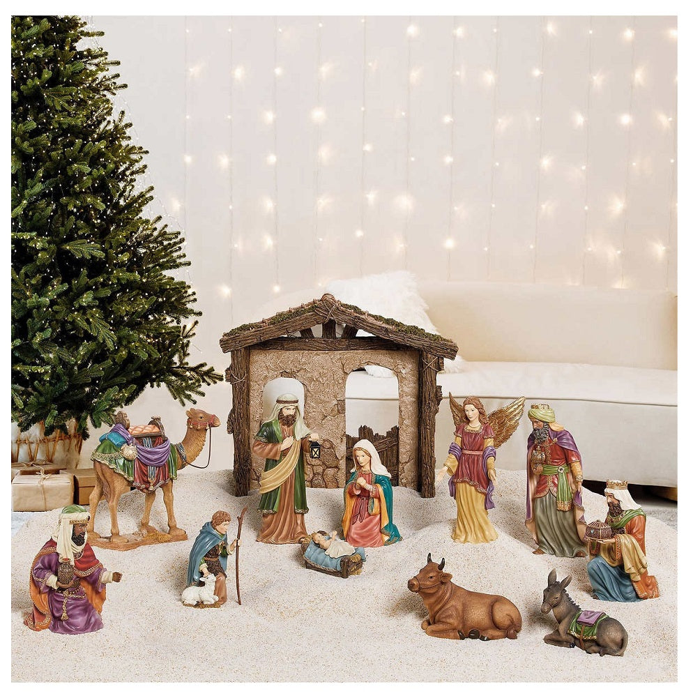 Kirkland Signature Hand-Painted Christmas Nativity 13-Piece Set