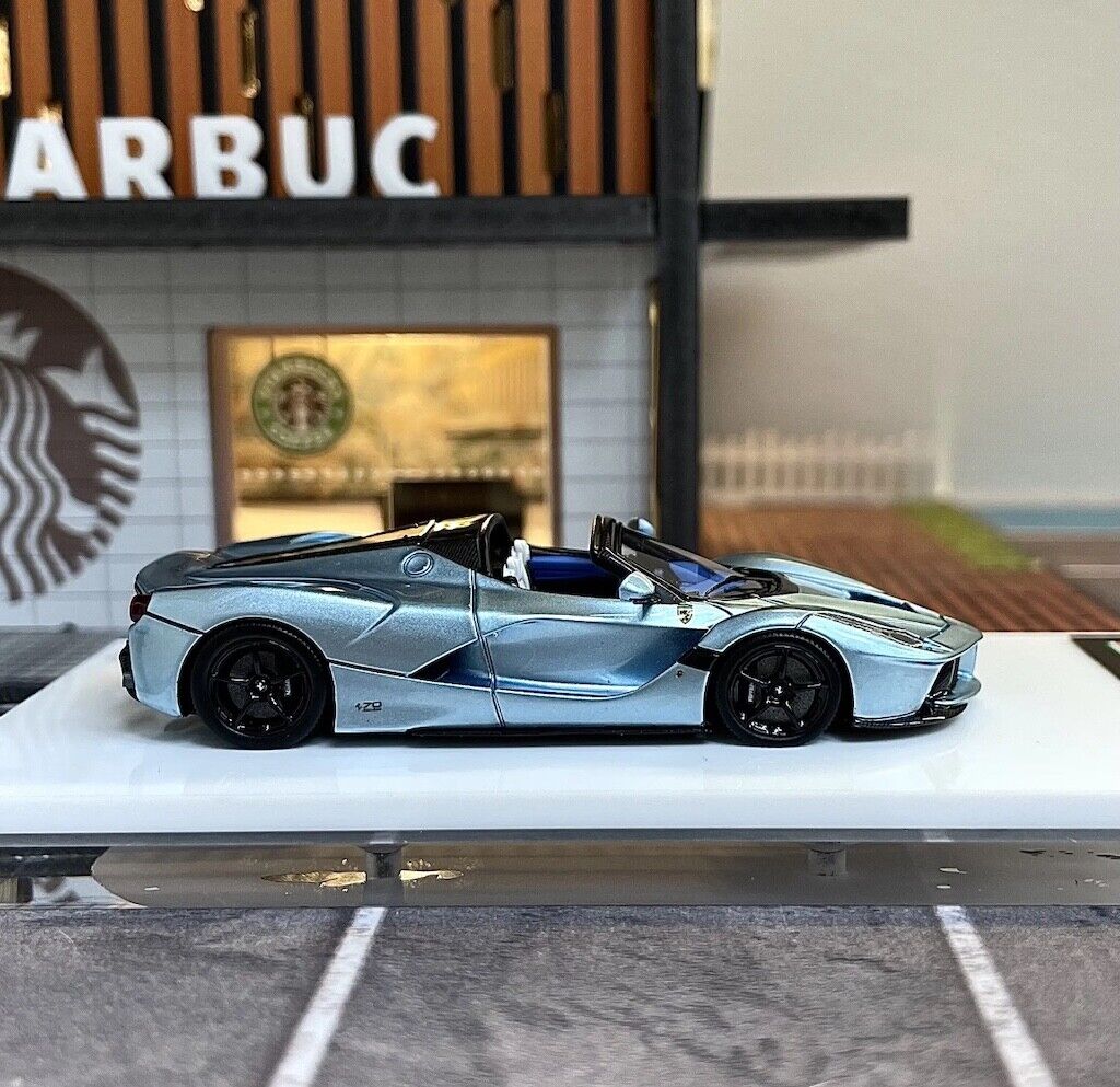 DMH 1:64 Ice Blue Laferrari Aperta Convertible Model Diecast Resin
