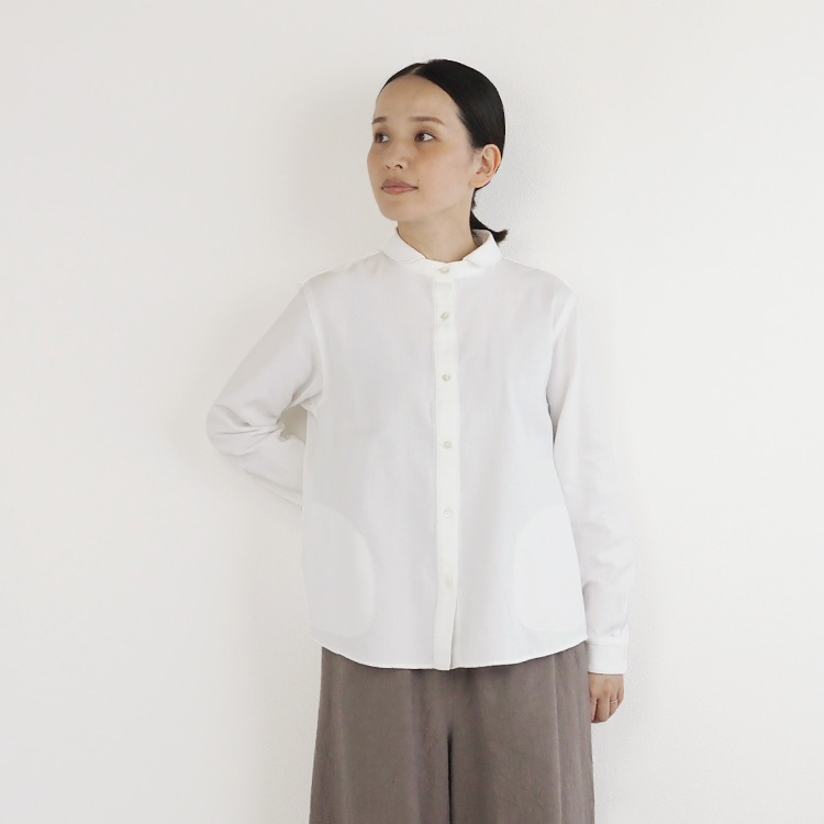 nofl】今治ヘリンボーンラウンドカラーシャツ 644209620 | ナチュラル