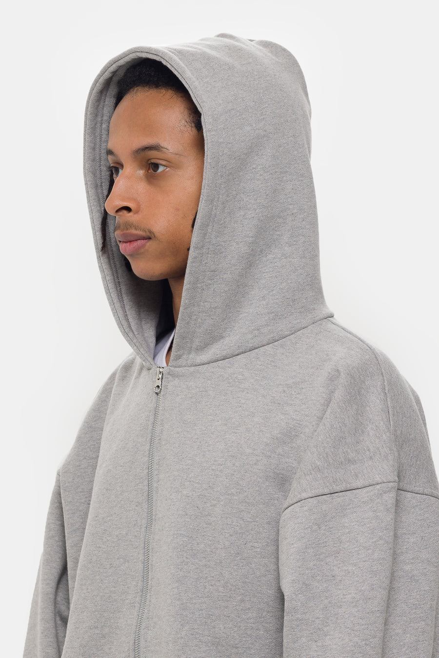 Boxy Zip-Up Hoodie in Grey - Estudio Niksen