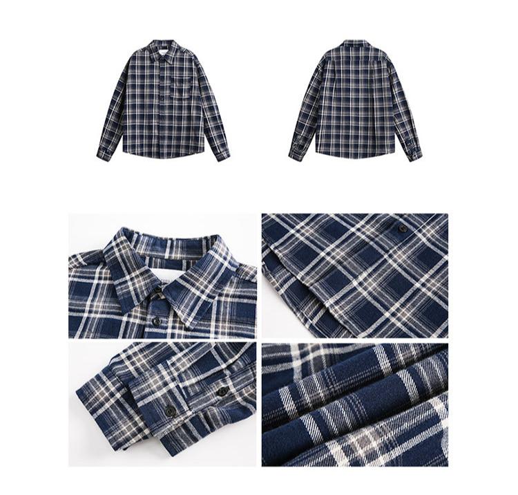 ネイビーブラックチェックシャツ N124