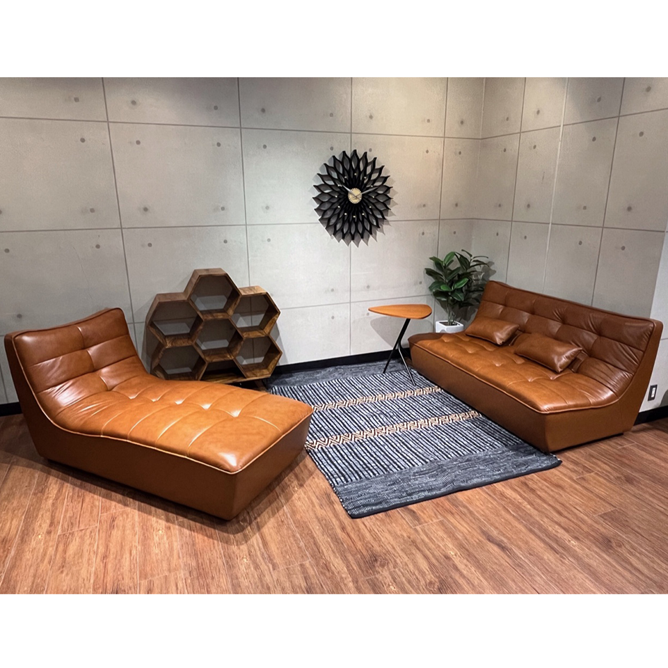 カウチソファZM890【送料・開梱設置無料】ブラウンレザー | NOCE