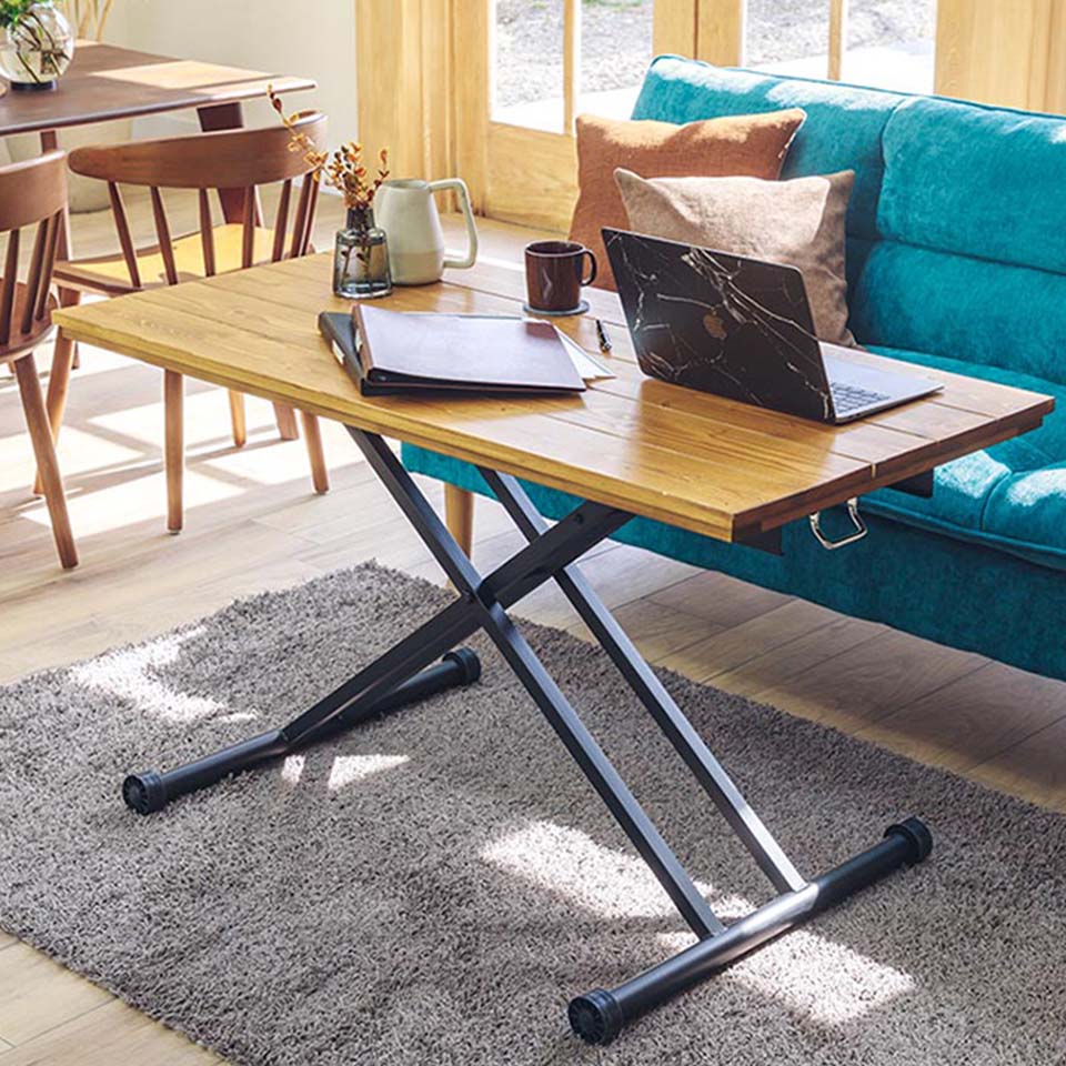 リフトテーブルBF8163【送料無料】 ナチュラル／ブラック | NOCE