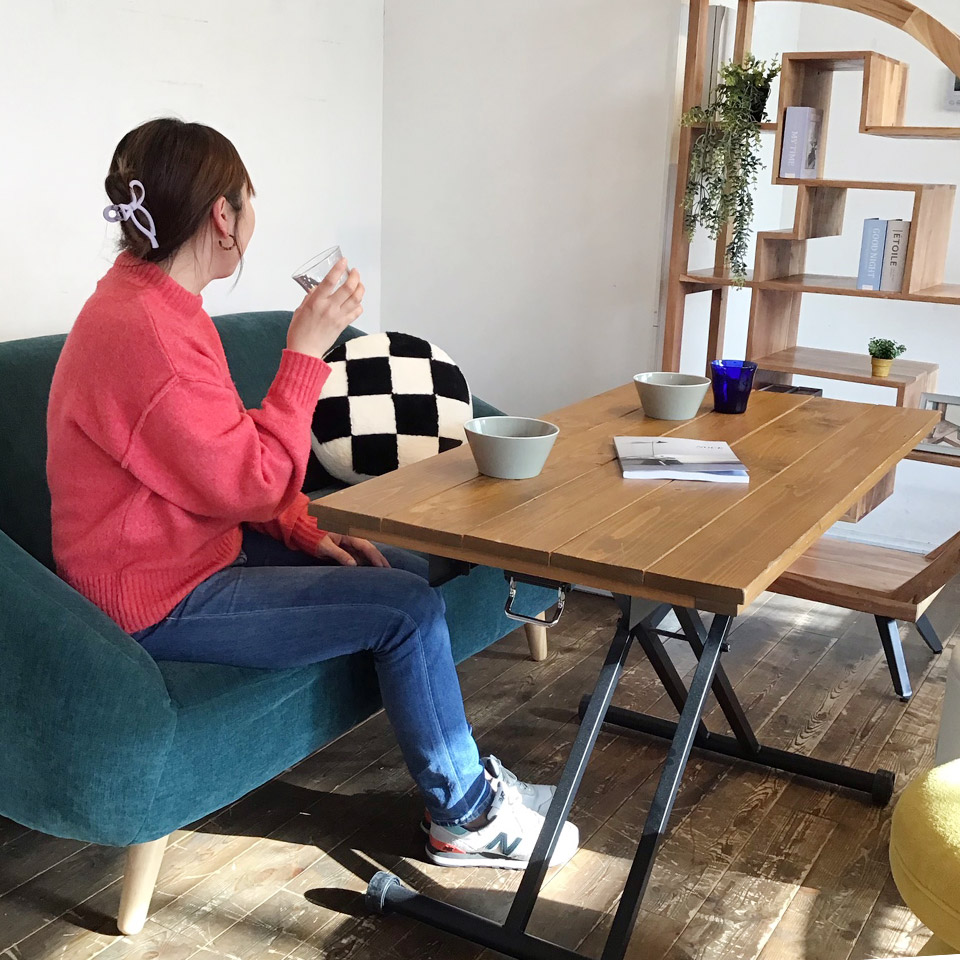 リフトテーブルBF8163【送料無料】 ナチュラル／ブラック | NOCE