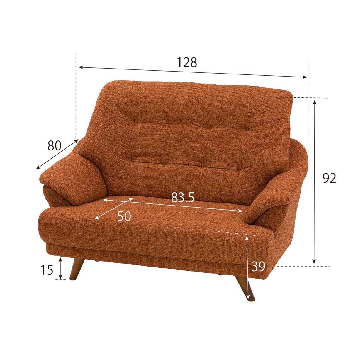 ソファHY2766 2人掛け【送料・開梱設置無料】 オレンジ 通販