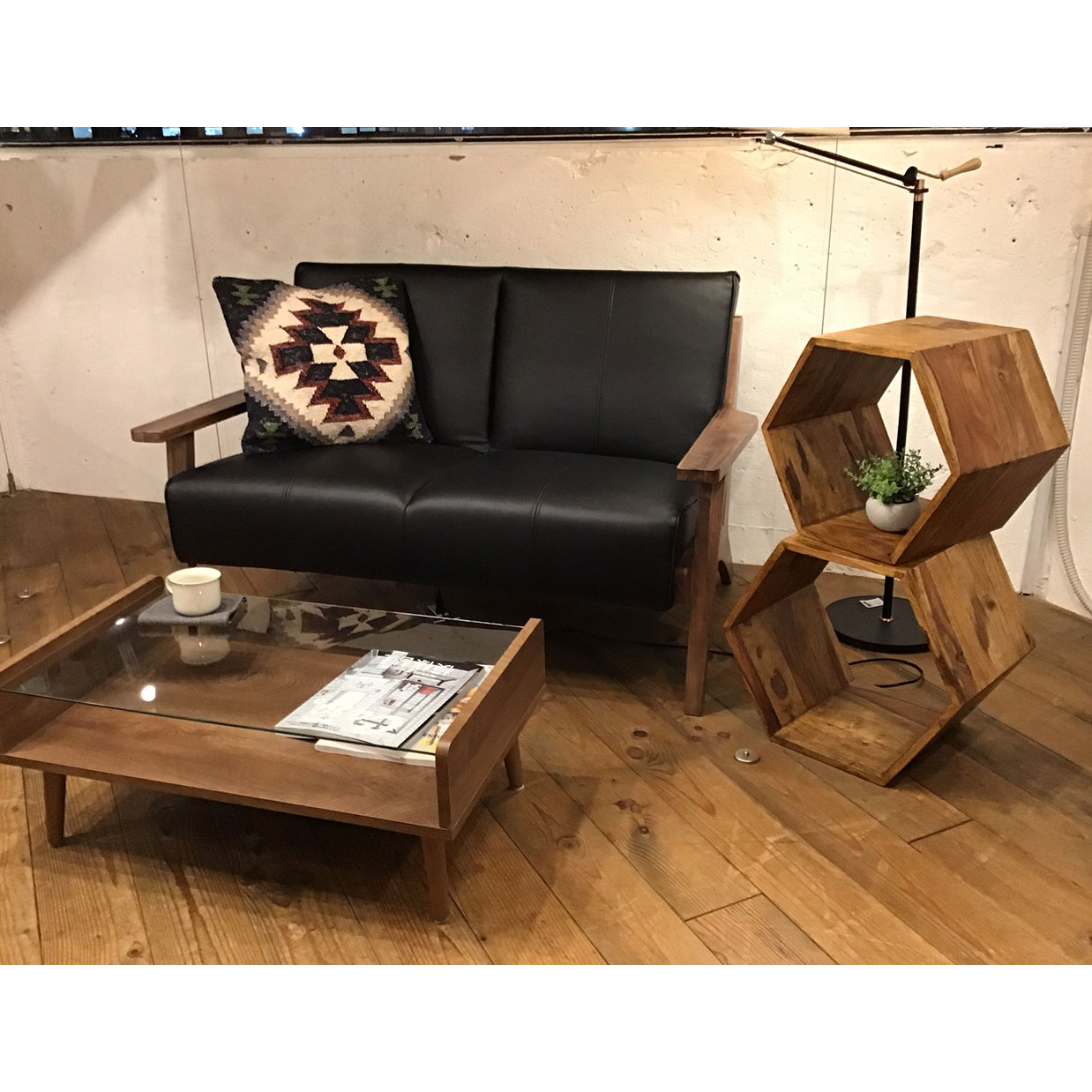 ソファ【本革】NC130A 2人掛け【送料無料】 ブラックレザー