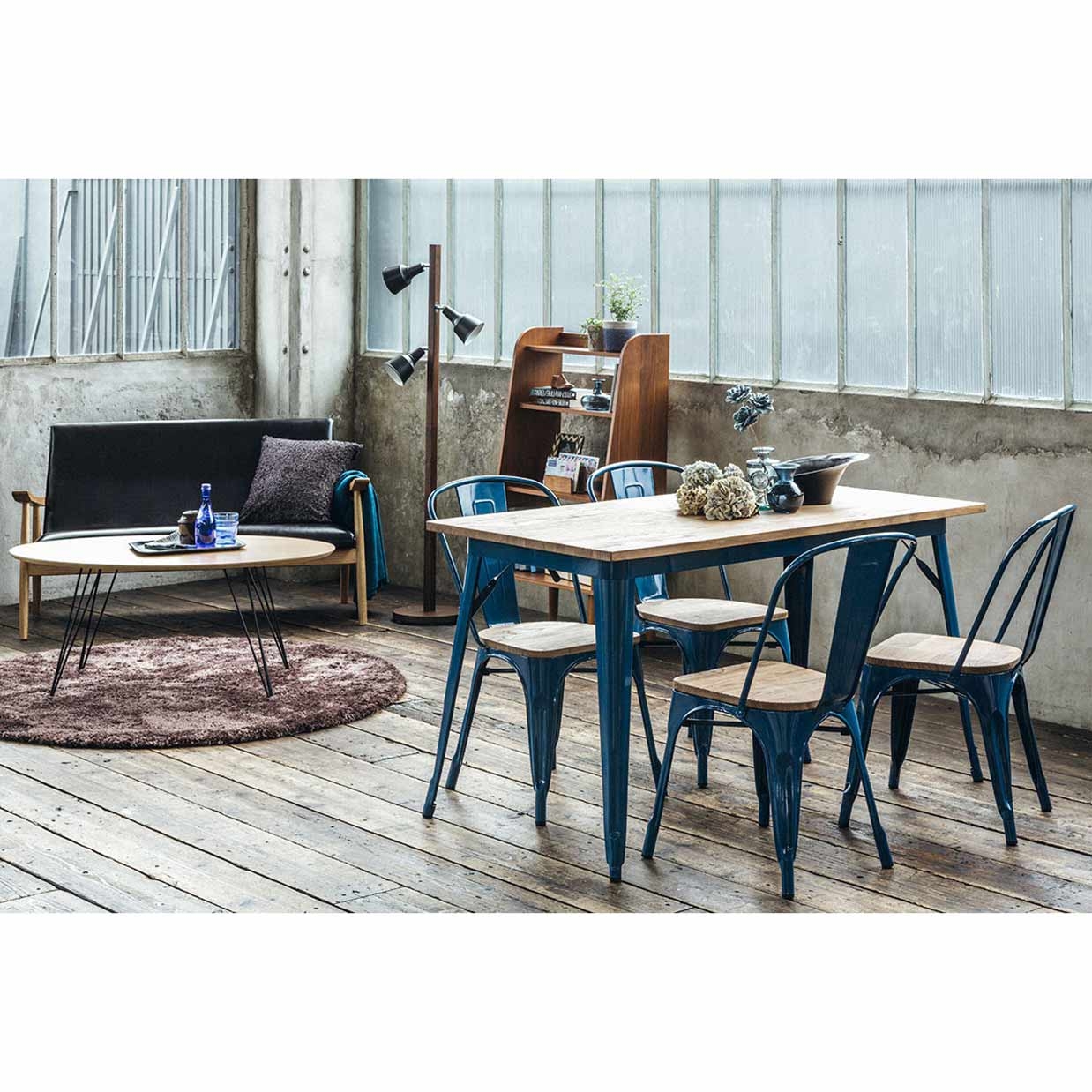 テーブルTC140-70M【送料無料】 ブルー/ナチュラル | NOCEノーチェ