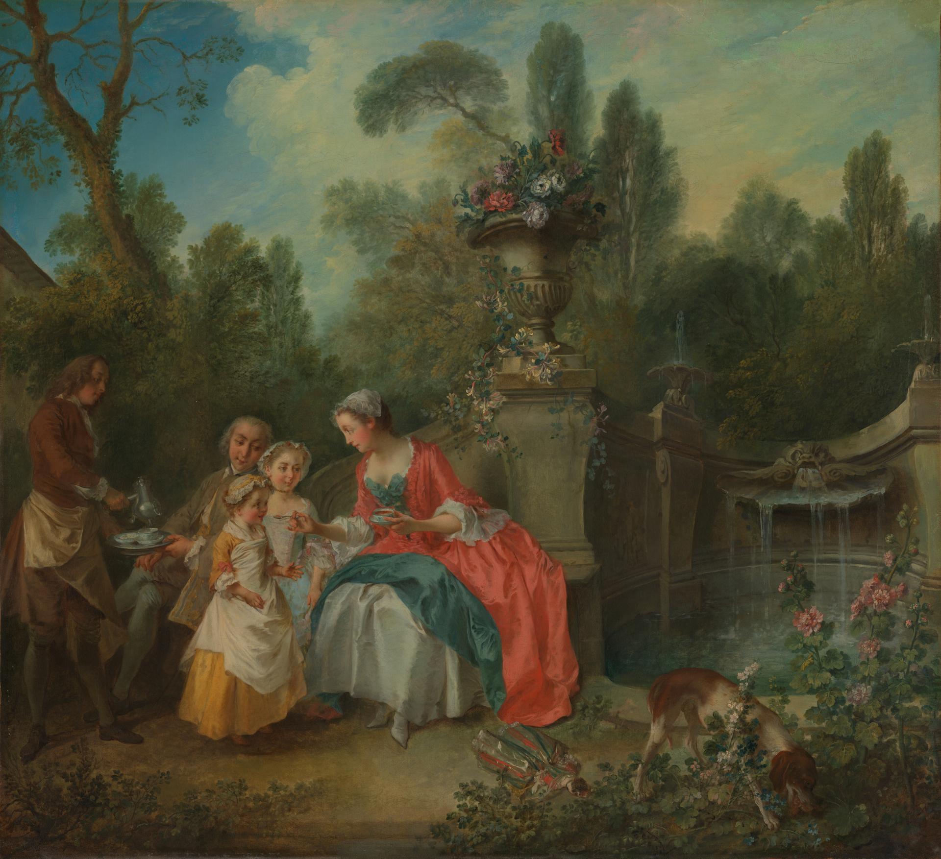 Nicolas Lancret | A Lady in a Garden having Coffee with Children