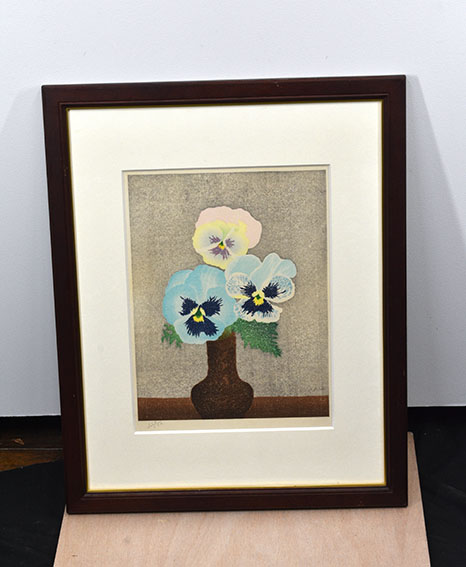 岡鹿之助版画額「パンジー」 | Natsume Books