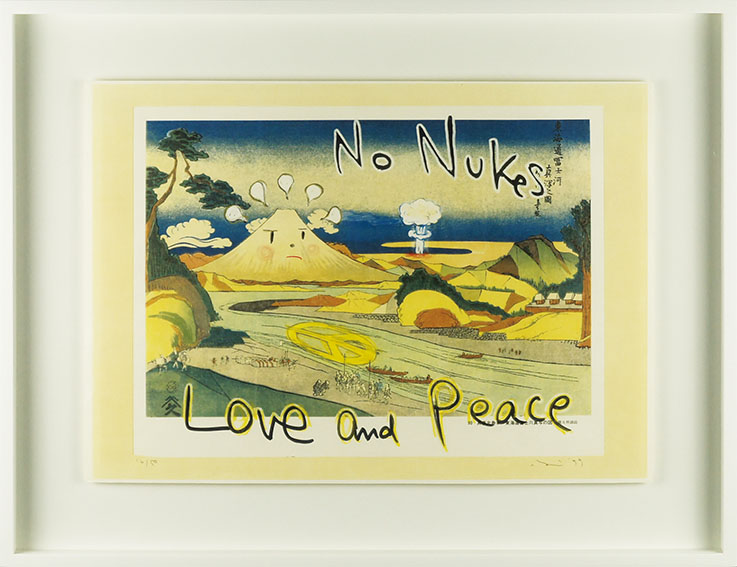 奈良美智版画額「No Nukes Love and Peace (In the Floating World