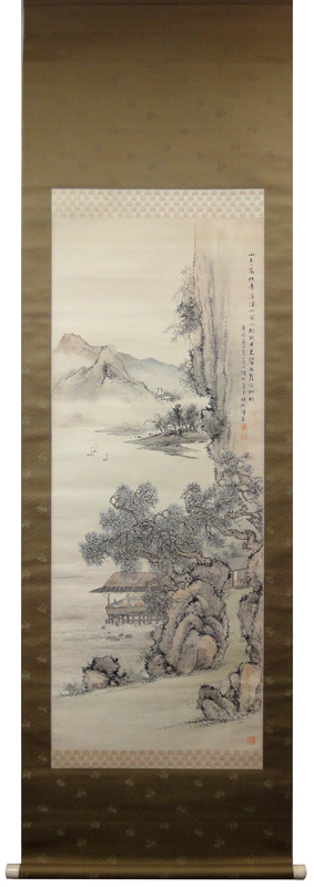 奥原晴湖 松風小閣、青山白雲、山水図(双福)/Web書画ミュージアム