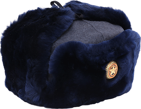 陸軍将校用防寒帽 ロシア陸軍将校用帽章付 GRAY ミリタリーショップ 革