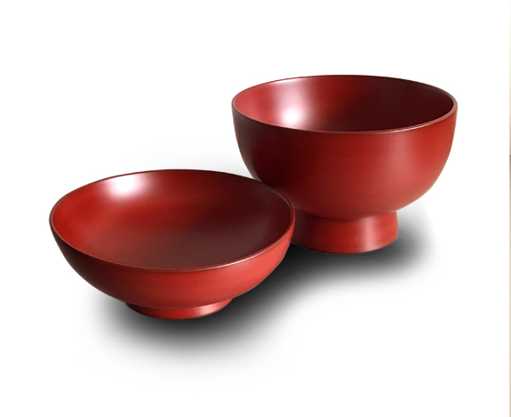 漆器 蓋付椀（栃）雑煮椀 2色 天然木 （古代朱漆塗・溜内朱漆塗