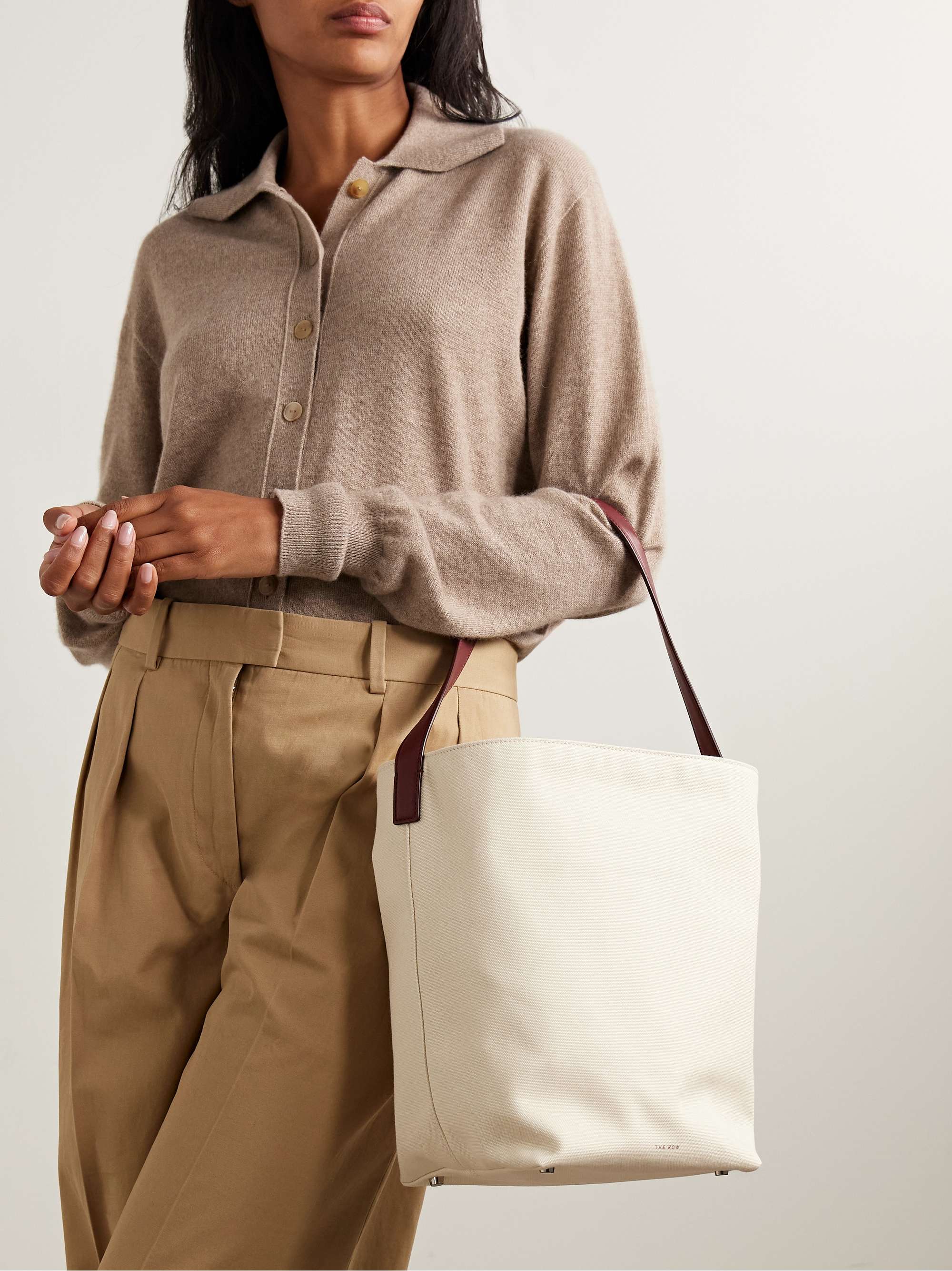 THE ROW N/S Park medium leather-trimmed canvas tote | NET-A-PORTER
