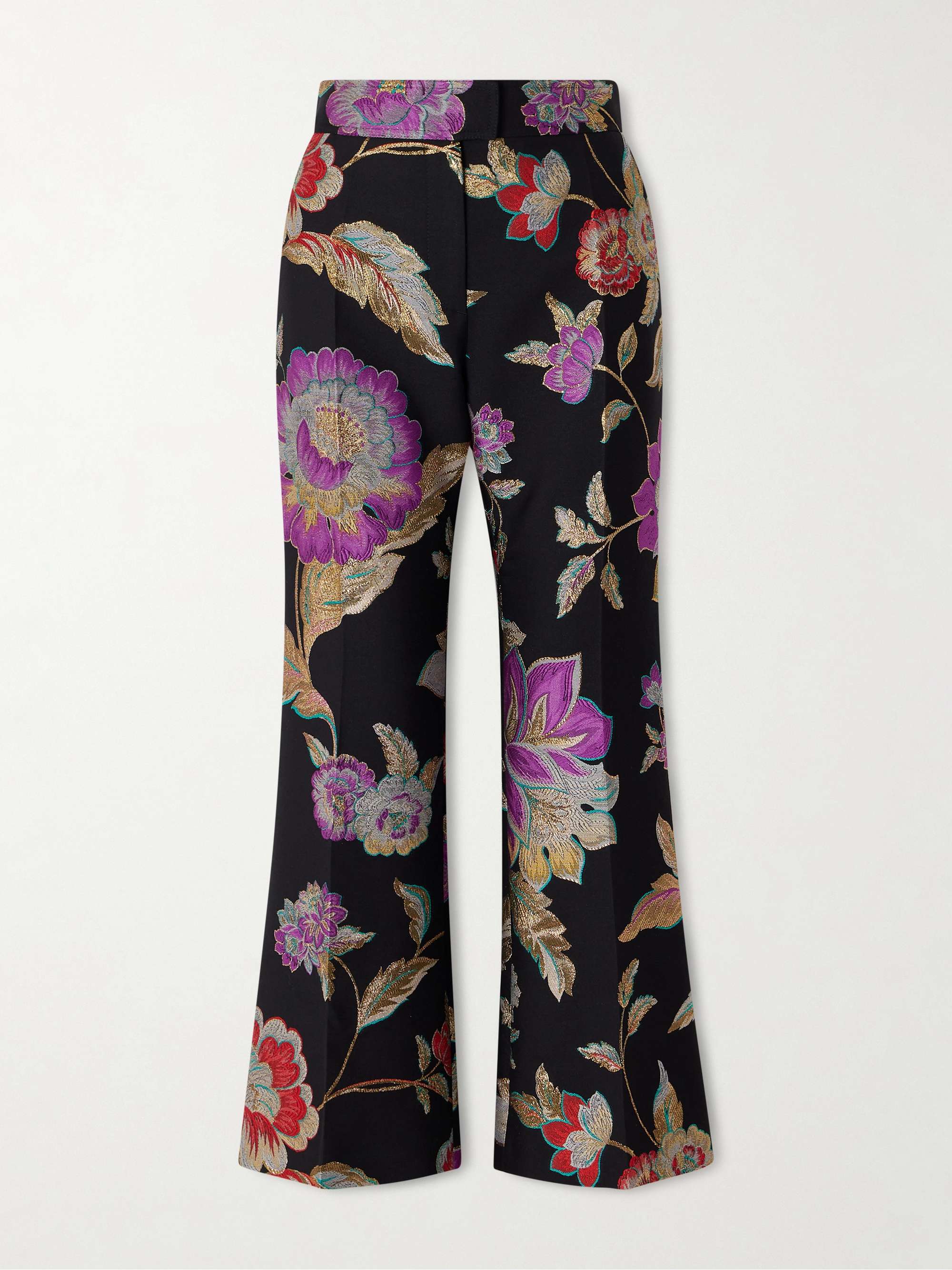 VALENTINO GARAVANI Floral-brocade wool-blend straight-leg pants