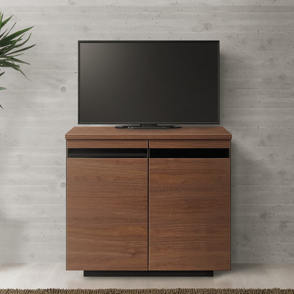 食卓やベッドから見やすい高さのテレビキャビネット (幅80cm BR