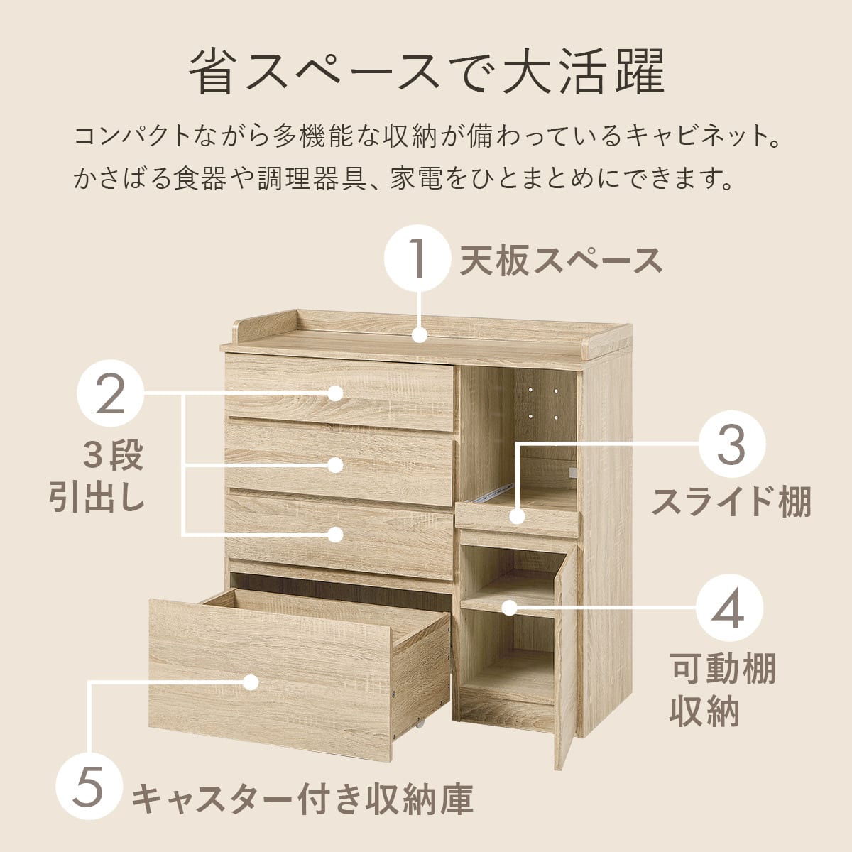 コンパクトキッチンカウンター (引き出しタイプ WH) | ニトリネット