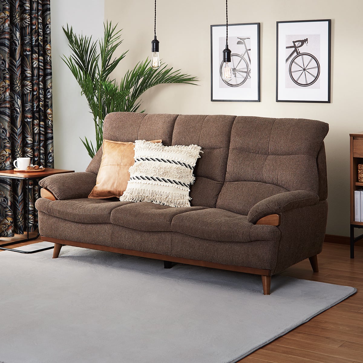 3人掛けソファ 布張りタイプ (PD02-2 DBR) | ニトリネット【公式