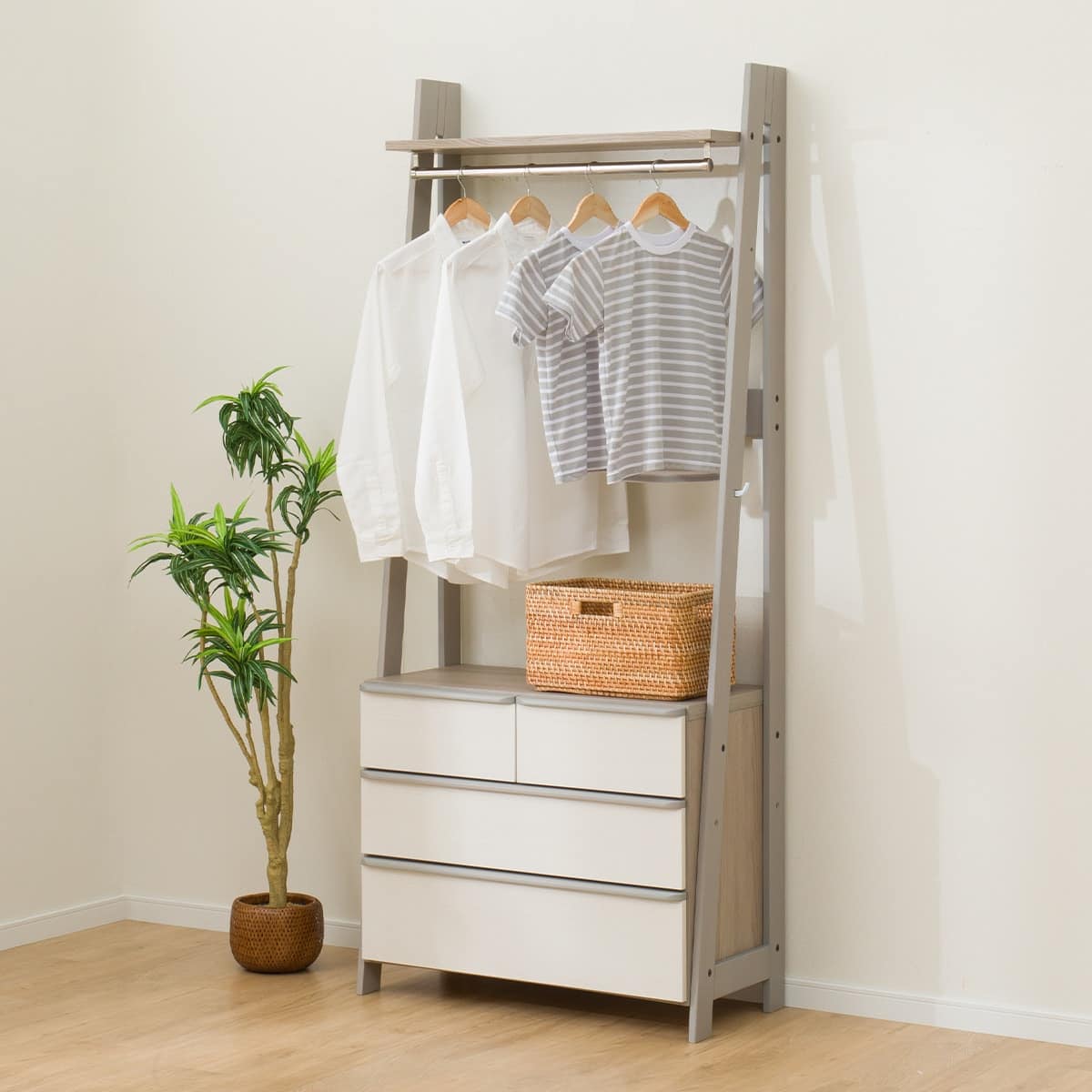 収納付きハンガーラック(ニーズ3 84 OP-3段 WW/GY) | ニトリネット