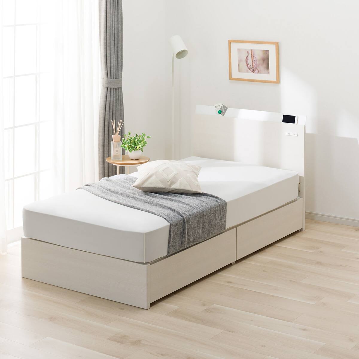 シングル棚・収納付きベッドフレーム(HF301 浅型 床板 WW) | ニトリ