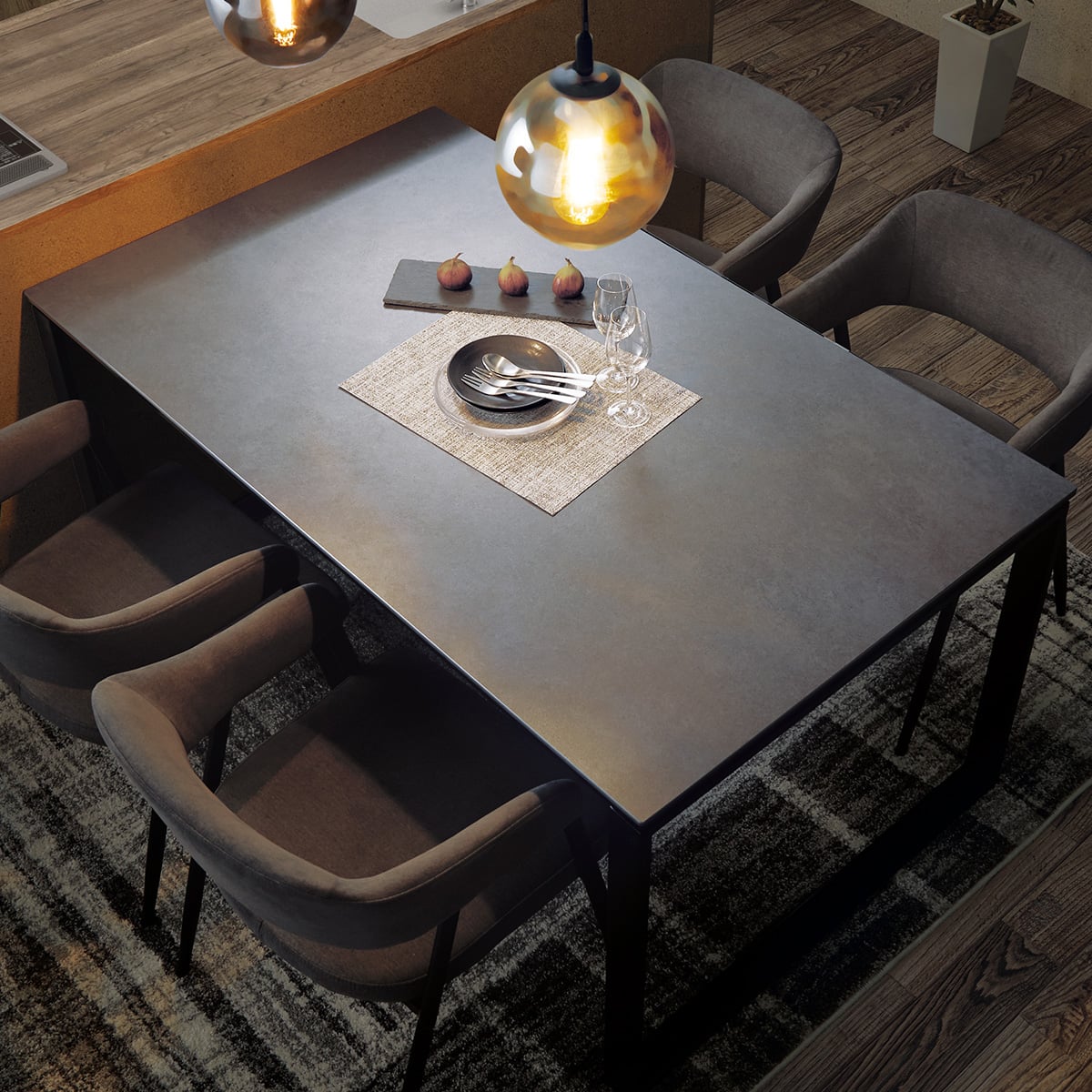 セラミックダイニングテーブル(セーラル150/90 GY/BK) | ニトリネット