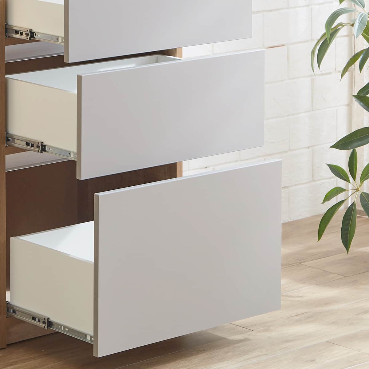 キッチン収納カウンター (幅180cm 引き出し+開き扉+ダスト GY