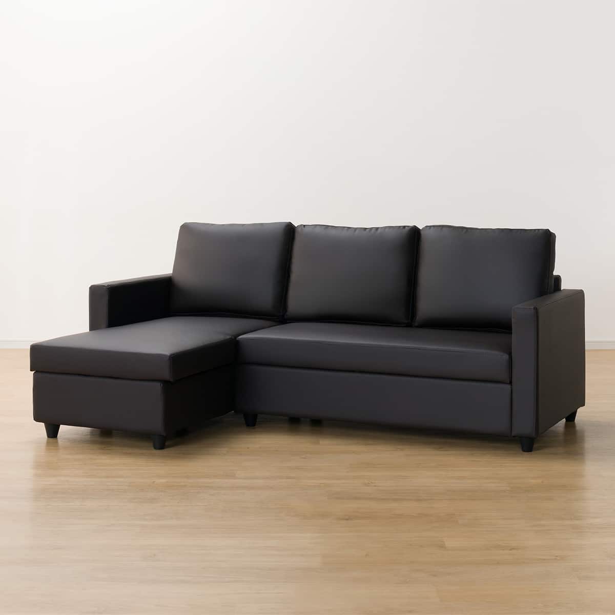 傷・汚れに強い カウチソファ 収納付き 合皮タイプ (ノアーク2 N