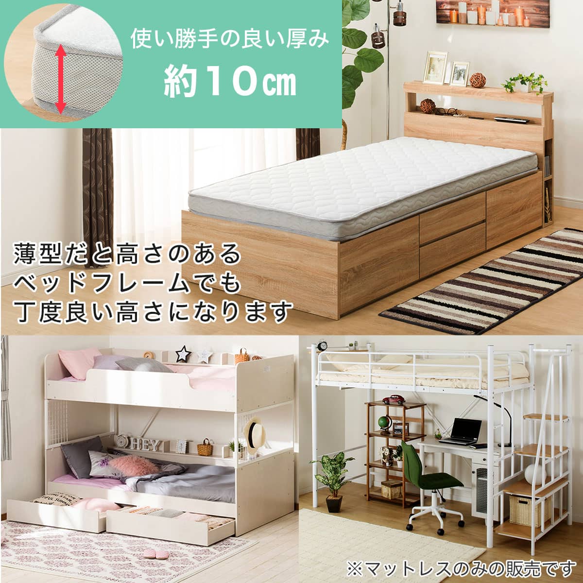 薄型ポケットコイルマットレス(セミダブル) | ニトリネット【公式