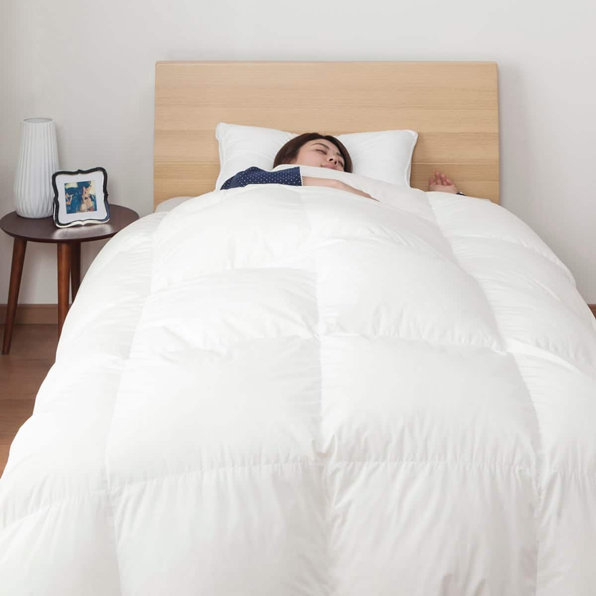 日本製】ホワイトダックダウン93% 羽毛布団(ムーンシャンテン シングル