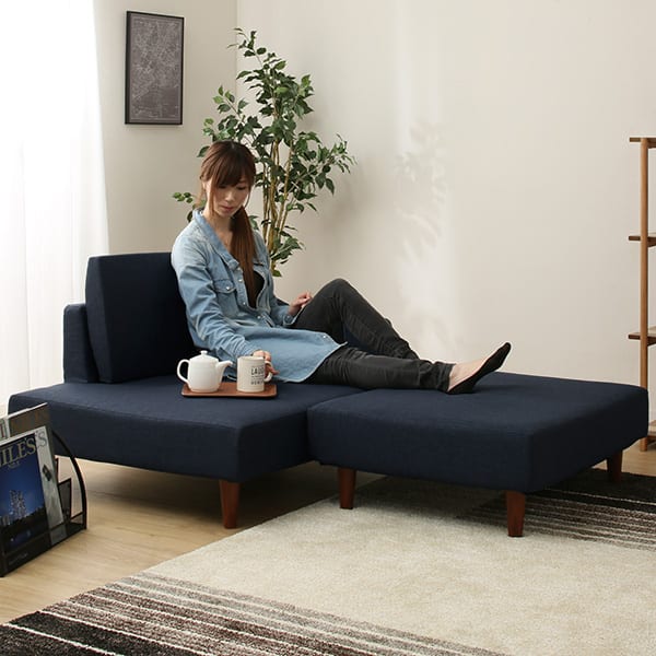 コンパクト片肘カウチソファ スツール付き 布張りタイプ (NV) | ニトリ