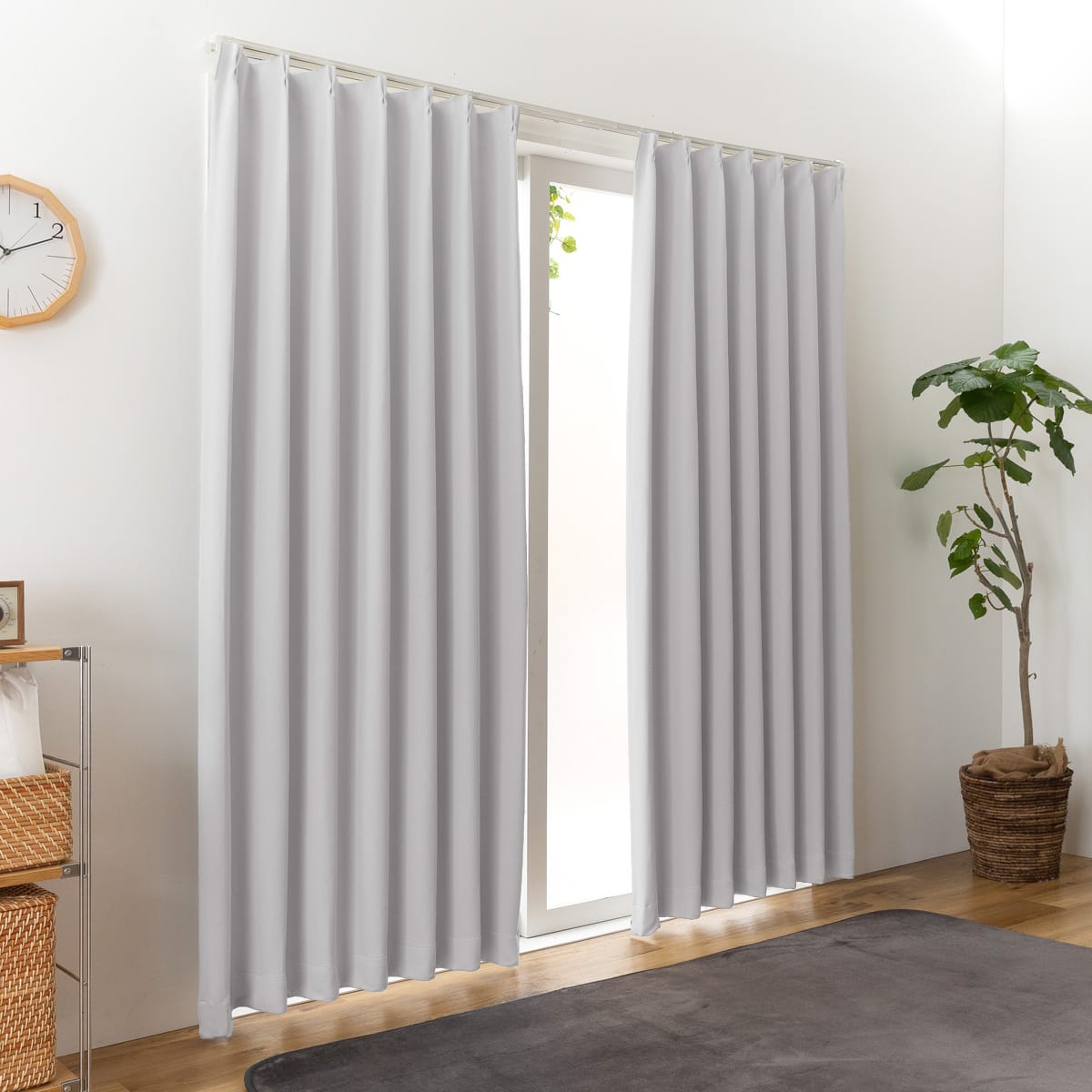 遮光1級・遮熱カーテン（無地・グレー）100×105×2 | ニトリネット