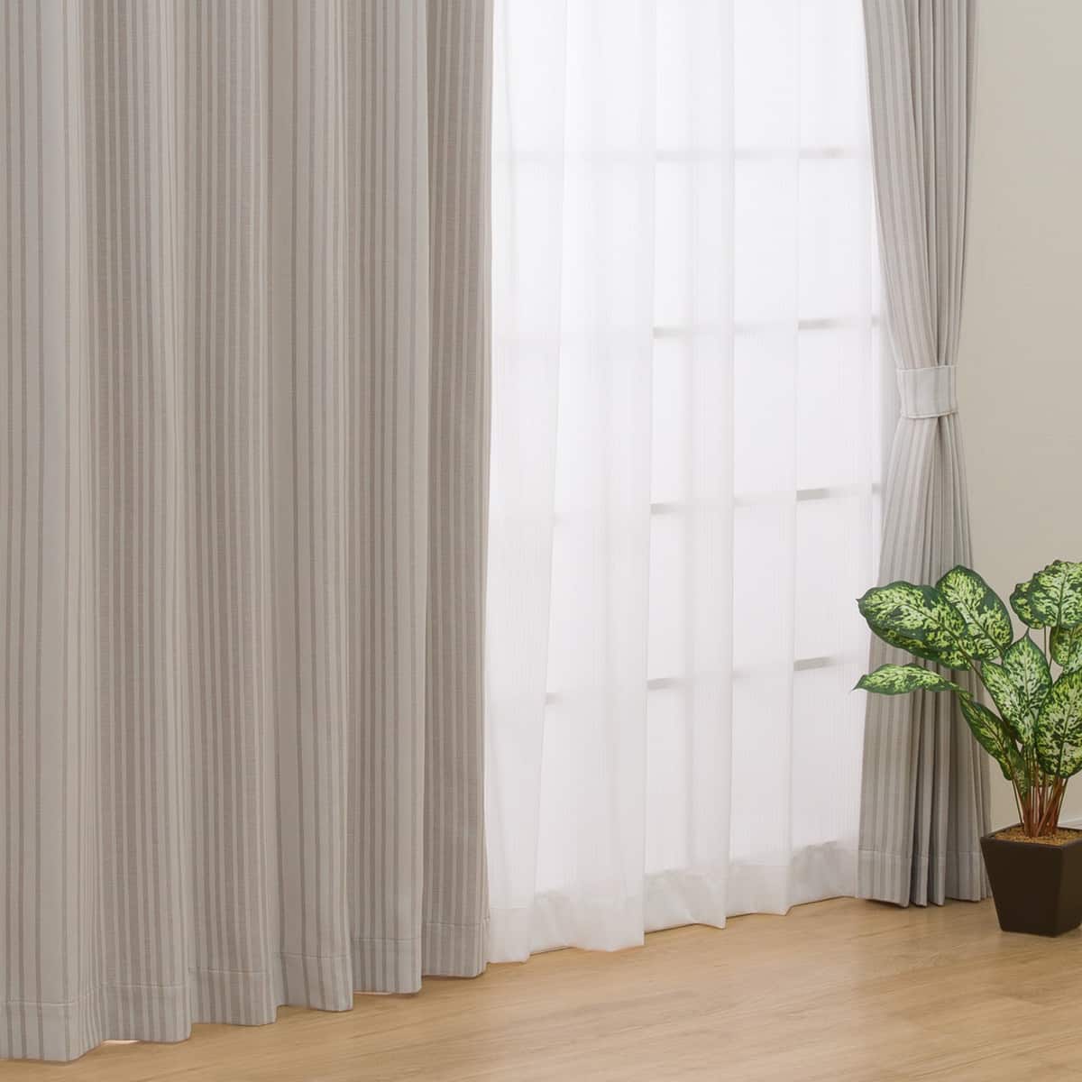 遮光2級・遮熱カーテン&遮熱・ミラーレース4枚セット(Nナーシャ2 IV