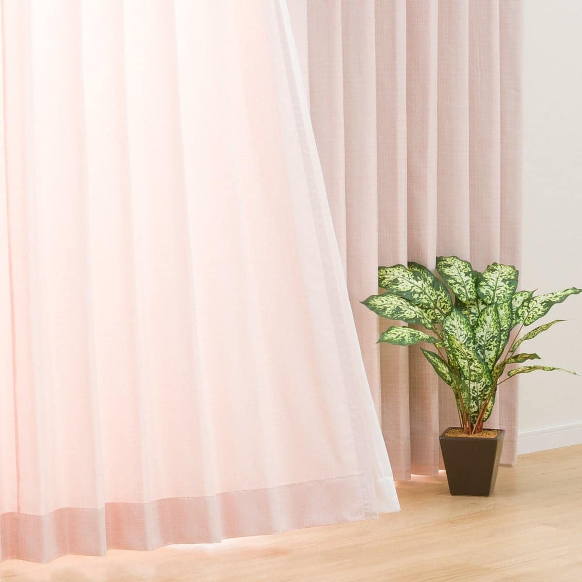 防炎裏地付きオーダーカーテン OD006 ローズ 2倍ヒダ(幅-100/丈-140cm