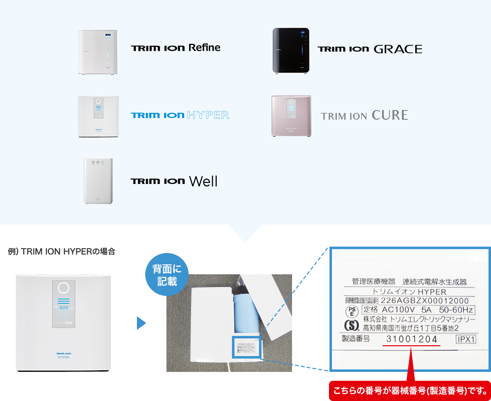 器械番号の記載位置｜サポート情報｜製品情報｜株式会社日本トリム