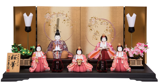 桜華雛セット〈五人揃〉 - ｜人形の月志 ｜ ひな人形・五月人形（静岡