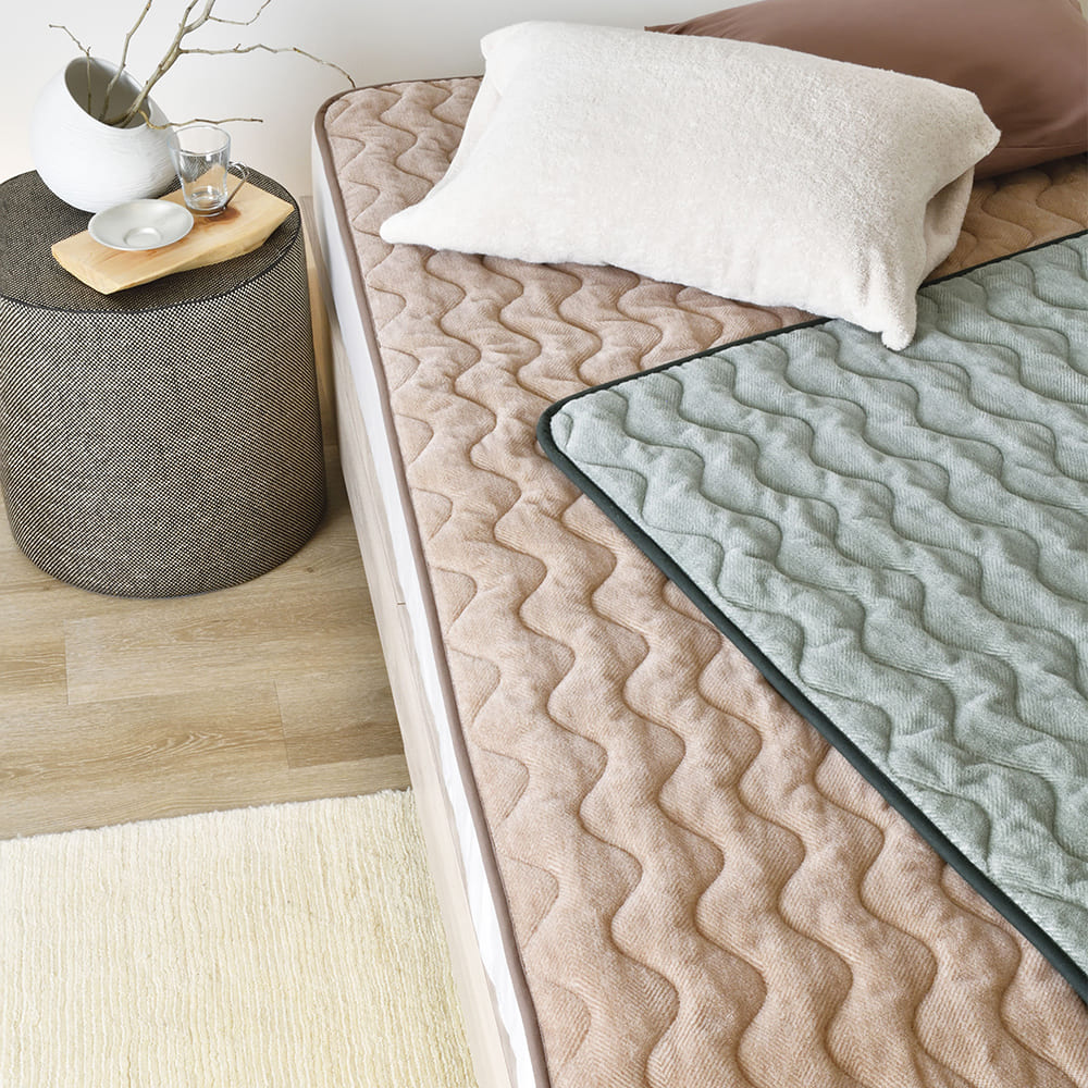 洗えるシール織ウールパッドシーツ・敷きパッド/ヘリンボンⅡ