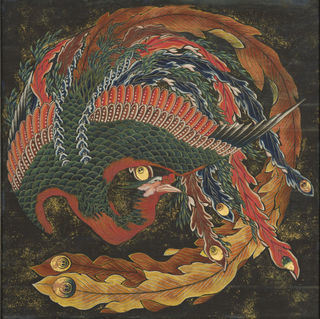 鳳凰図（東町祭屋台天井絵）」（長野・小布施町東町自治会所蔵