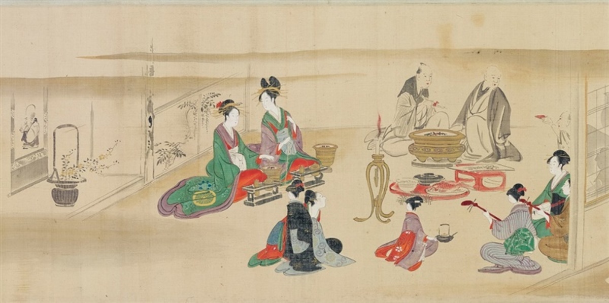 上品な美人画 鳥文斎栄之「吉原通い図巻」 「肉筆浮世絵」展